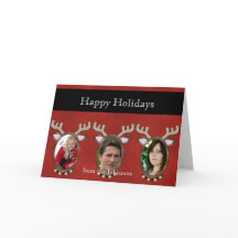 Drie Rendieren Foto Kerst Wenskaart