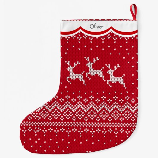 Drie rendierrood Noords patroon Grote Kerstsok (Achterkant)