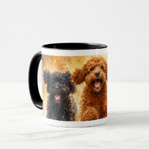 Drie rennende poedels watercolor kunst Cute hond Mok