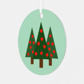 Drie retro kerstbomen metalen ornament (Voorkant links)