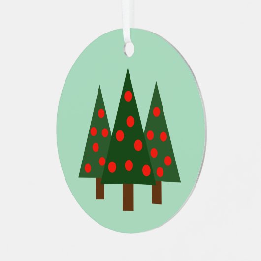 Drie retro kerstbomen metalen ornament (Voorkant links)