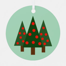 Drie retro kerstbomen metalen ornament