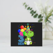 DRIE REX 3 Jaar Oud 3e Verjaardag Jongen Dino Briefkaart (Staand voorkant)