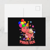 DRIE REX 3 jaar oud meisje Dino Briefkaart (Voorkant / Achterkant)