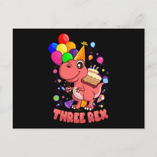 DRIE REX 3 jaar oud meisje Dino Briefkaart (Voorkant)