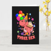 DRIE REX 3 jaar oud meisje Dino Kaart (Gele Bloem)