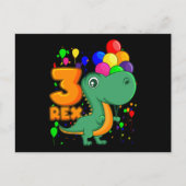 DRIE REX 3 Jaar Oude 3e Verjaardag Jongen Dino Briefkaart (Voorkant)