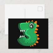 DRIE REX 3 Jaar Oude 3e Verjaardag Kinderen Dino Briefkaart (Voorkant / Achterkant)