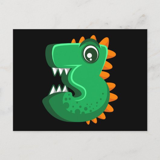 DRIE REX 3 Jaar Oude 3e Verjaardag Kinderen Dino Briefkaart (Voorkant)