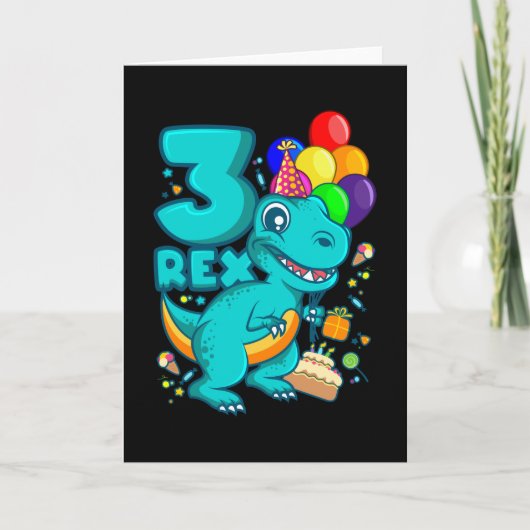 DRIE REX 3 jaar oude derde verjaardag Kaart (Voorkant)