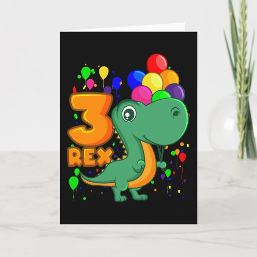 DRIE REX 3 jaar oude derde verjaardag Kaart (Voorkant)