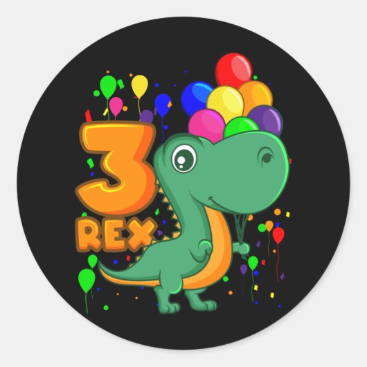DRIE REX 3 jaar oude derde verjaardag Ronde Sticker (Voorkant)
