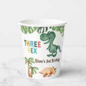 Drie-rex 3e verjaardagsfeest papieren bekers (Voorkant)