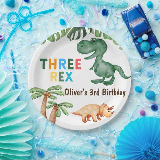 Drie-rex 3e verjaardagsfeest papieren bordje (Feest)