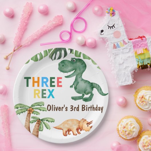 Drie-rex 3e verjaardagsfeest papieren bordje (Feest)