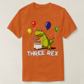 Drie Rex 3e verjaardagsfeestje TRex Dinosaurus T-shirt (Design voorkant)
