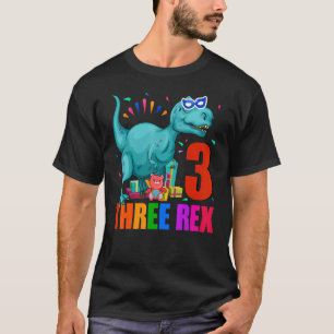Drie Rex 3rd Birthday Dinosaur 3 jaar oud B T-shirt