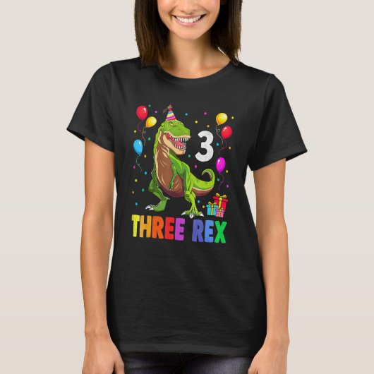 Drie Rex 3rd Birthday Dinosaur 3 jaar oud B T-shirt (Voorkant)