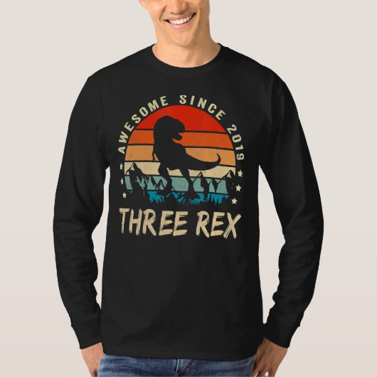 Drie Rex 3rd Birthday Dinosaur 3 jaar oud T-shirt (Voorkant)