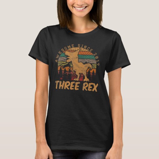 Drie Rex 3rd Birthday Dinosaur 3 jaar oud T-shirt (Voorkant)