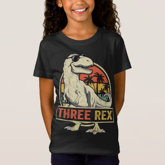 Drie Rex 3rd Birthday Dinosaur 3 jaar oud T-shirt (Voorkant)