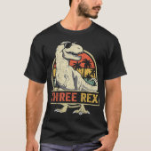 Drie Rex 3rd Birthday Dinosaur 3 jaar oud T-shirt (Voorkant)