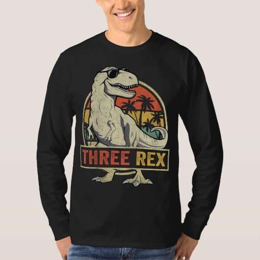 Drie Rex 3rd Birthday Dinosaur 3 jaar oud T-shirt (Voorkant)