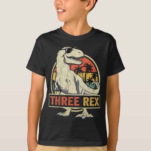 Drie Rex 3rd Birthday Dinosaur 3 jaar oud T-shirt (Voorkant)