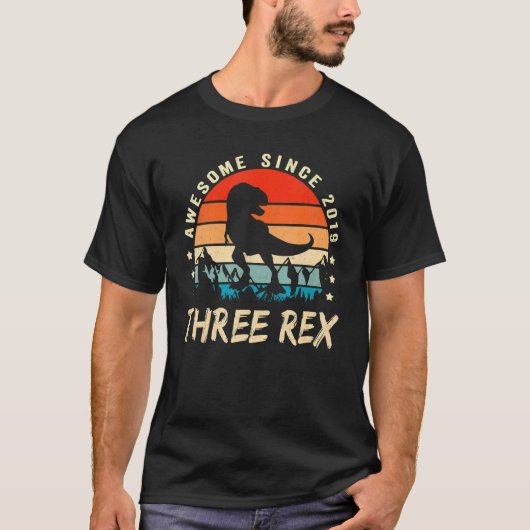 Drie Rex 3rd Birthday Dinosaur 3 jaar oud T-shirt (Voorkant)