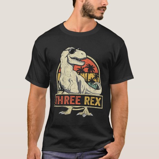 Drie Rex 3rd Birthday Shirt Dinosaur 3 jaar (Voorkant)