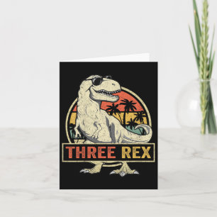 Drie Rex 3rd Birthday Shirt Dinosaur 3 jaar Kaart