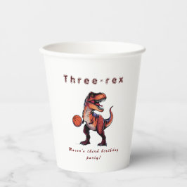 Drie-Rex basketbal Dino verjaardag   Papieren Bekers