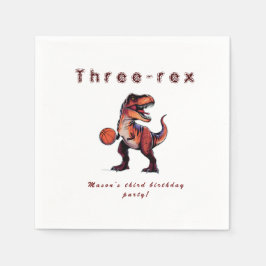 Drie-Rex basketbal Dino verjaardag   Servet