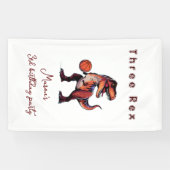 Drie-Rex basketbal Dino verjaardags welkomstbord Spandoek (Horizontaal)