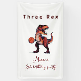 Drie-Rex basketbal Dino verjaardags welkomstbord Spandoek
