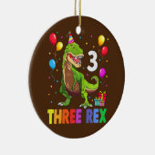 Drie Rex Birthday drie jaar oude Dinosaur 3rd T Tr Keramisch Ornament (Rechts)
