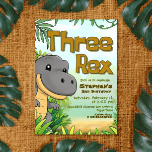 Drie Rex Boy 3e verjaardag Kaart