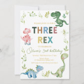 Drie Rex derde verjaardagsfeest Kaart (Voorkant)