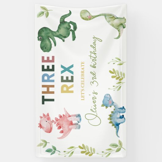Drie Rex derde verjaardagsfeest Spandoek (Verticaal)