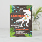 Drie-rex Dinosaur 3e verjaardag uitnodiging (Staand voorkant)