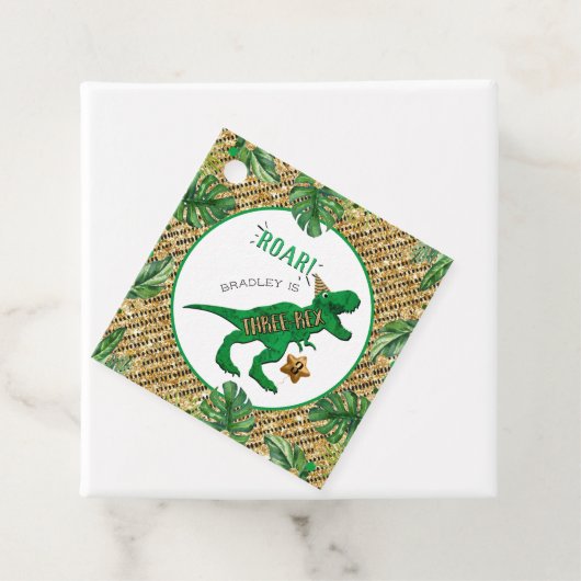 Drie-Rex Dinosaur 3rd Birthday Bedankjes Labels (In situ)