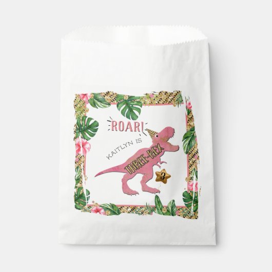 Drie-Rex Dinosaur 3rd Birthday Bedankzakje (Voorkant)