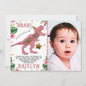 Drie-Rex Dinosaur 3rd Birthday Foto Bedankkaart (Voorkant)