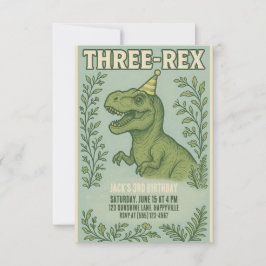 Drie-Rex Dinosaur 3rd Birthday Kaart