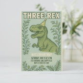 Drie-Rex Dinosaur 3rd Birthday Kaart (Staand voorkant)