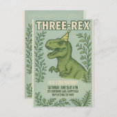 Drie-Rex Dinosaur 3rd Birthday Kaart (Voorkant / Achterkant)