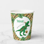 Drie-Rex Dinosaur 3rd Birthday Papieren Bekers (Achterkant)