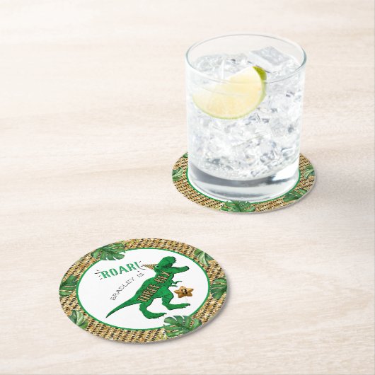 Drie-Rex Dinosaur 3rd Birthday Ronde Kartonnen Onderzetter (Insitu)