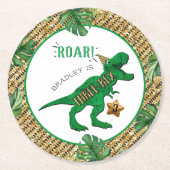 Drie-Rex Dinosaur 3rd Birthday Ronde Kartonnen Onderzetter (Voorkant)