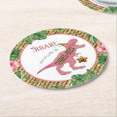 Drie-Rex Dinosaur 3rd Birthday Ronde Kartonnen Onderzetter (Gebogen)